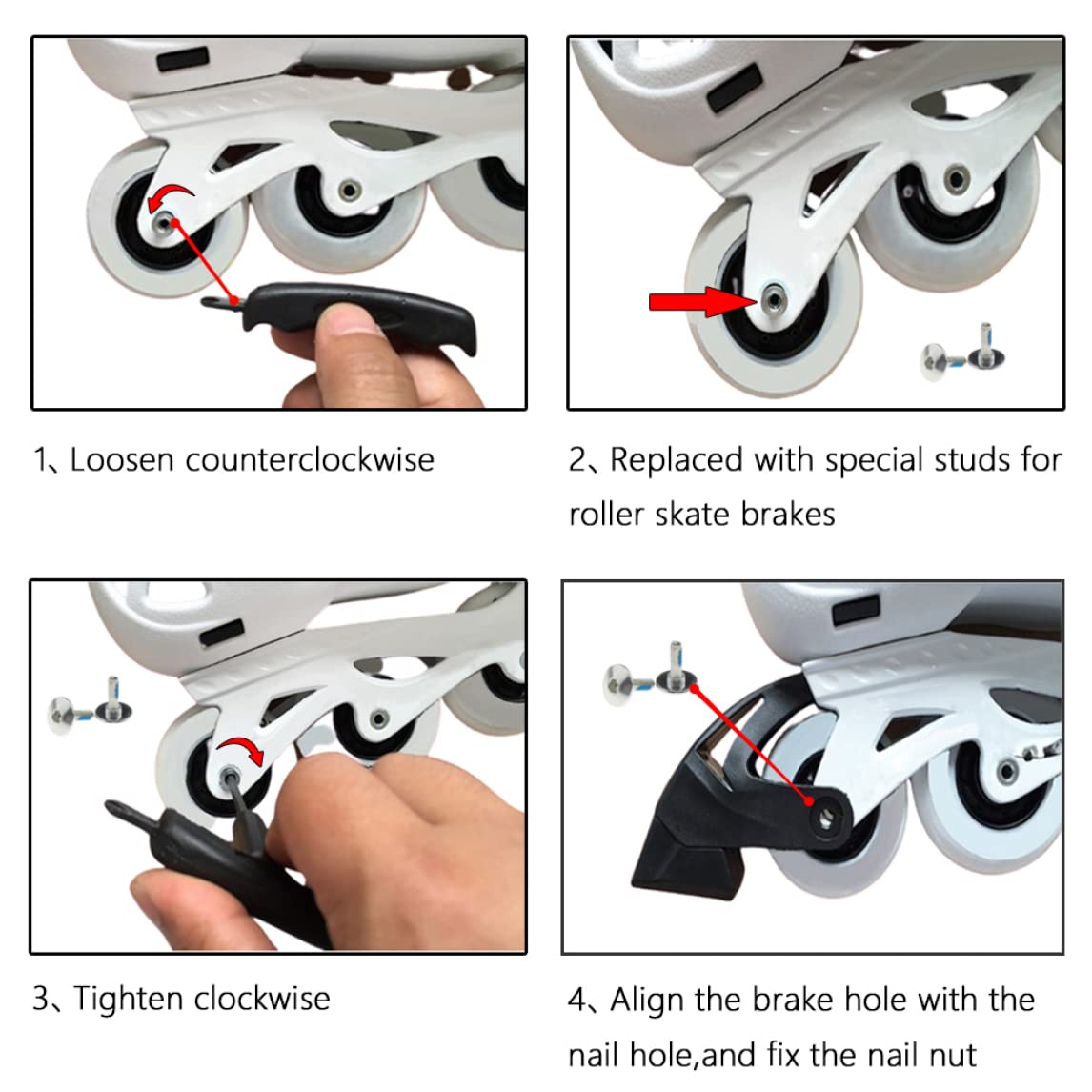 Jorzer Standard -Bremsbelastungs -Inline -Skates, universelle Inline -Skate -Bremsstopper, Rollschuh -Skate -Bremsen Block -Pad -Skating -Ersatzzubehör, Sportersatz