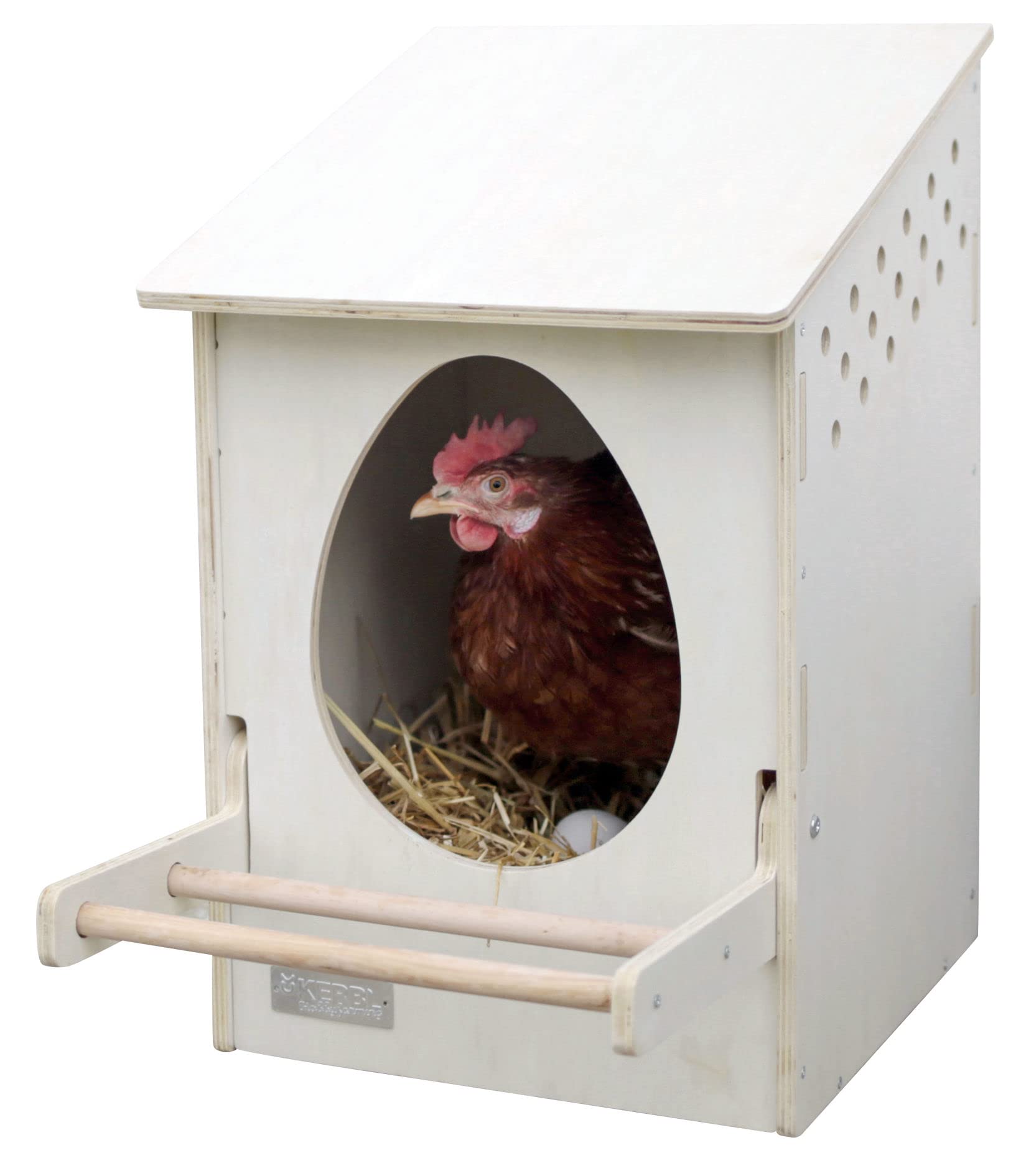 Kerbl Hobbyfarming Nido per Galline Ovaiole, 1 Scomparto, Scatola per Galline Ovaiole, Contenitore per Uova, 51x34x53 cm, Legno, Polli, Galline Ovaiole, Adatto al Montaggio a Parete