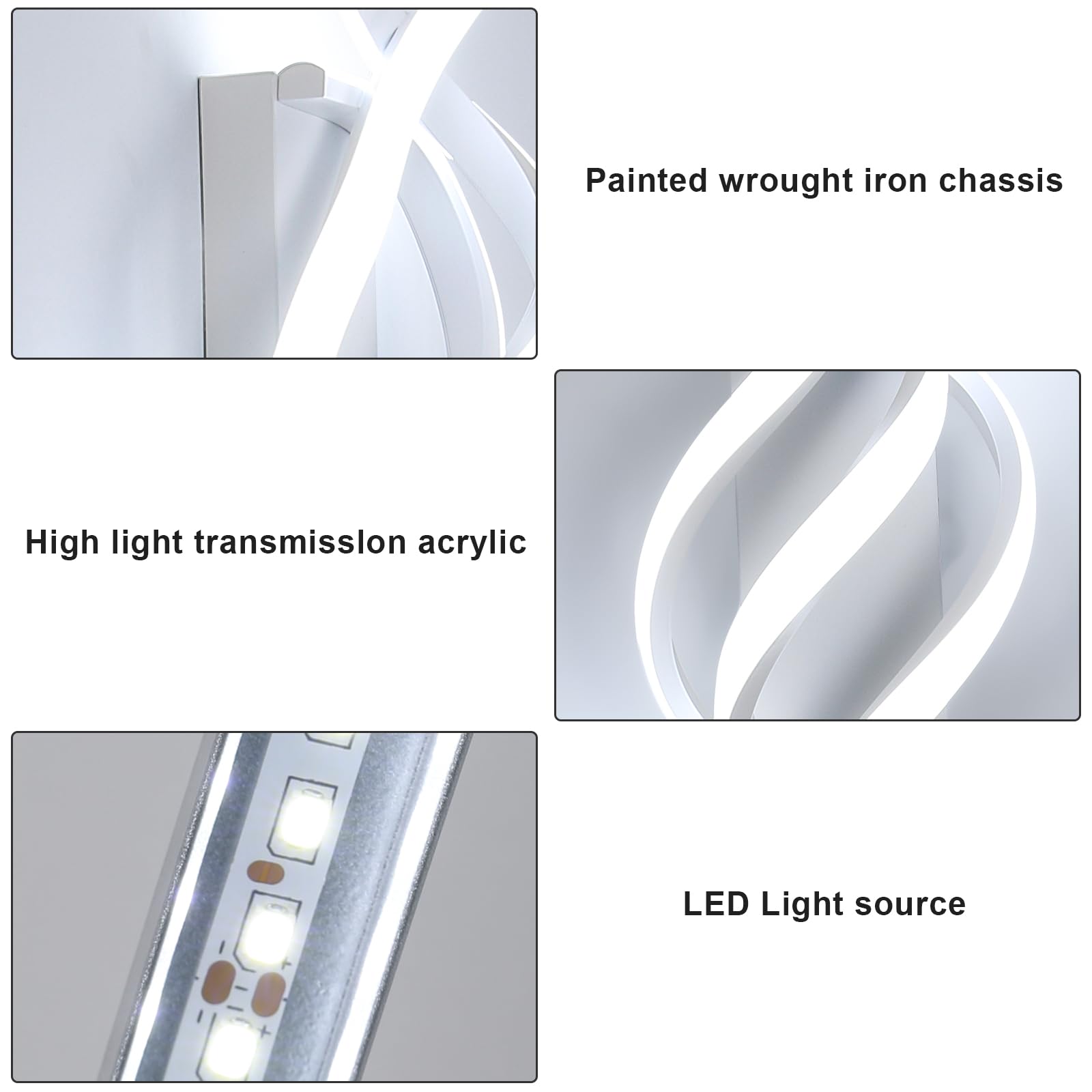 Applique LED Parete Interno, 22W 2500LM Bianco Lampada da Parete Moderno, Creativo Disegno della Curva Lampada a Muro per Camera da Letto Soggiorno Corridoio Sala Pranzo, Luce Fredda 6500K