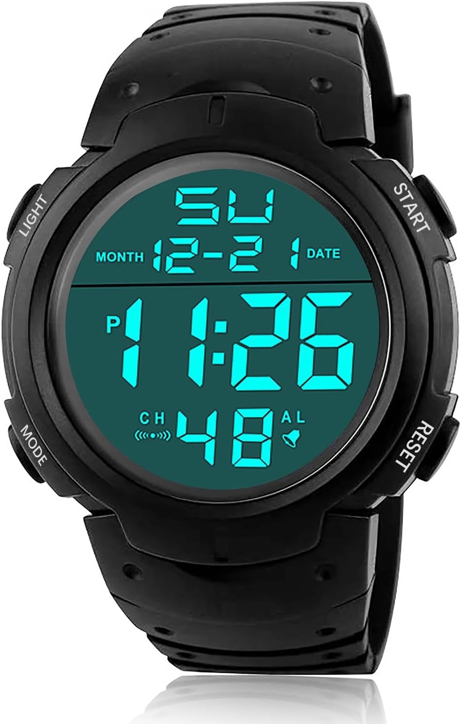 Mens Women Digital Sport Watch, Waterproof LED Backlight Luminous Wrist