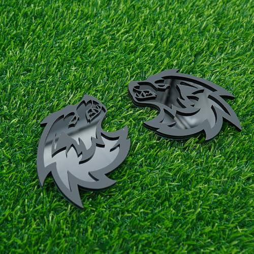 Image of Pair Set Wolf Car Emblem Badge Angry Eye Custom Truck Fender Side Rear Decal Sticker (Gray Black)