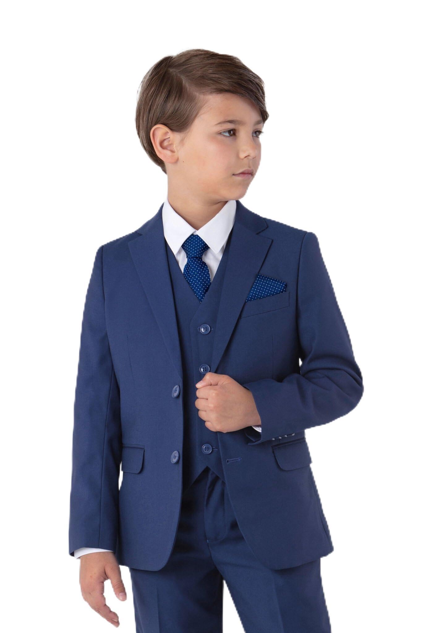 Festlicher Kinderanzug Kommunionanzug Jungen Anzug Set 6-teilig blau