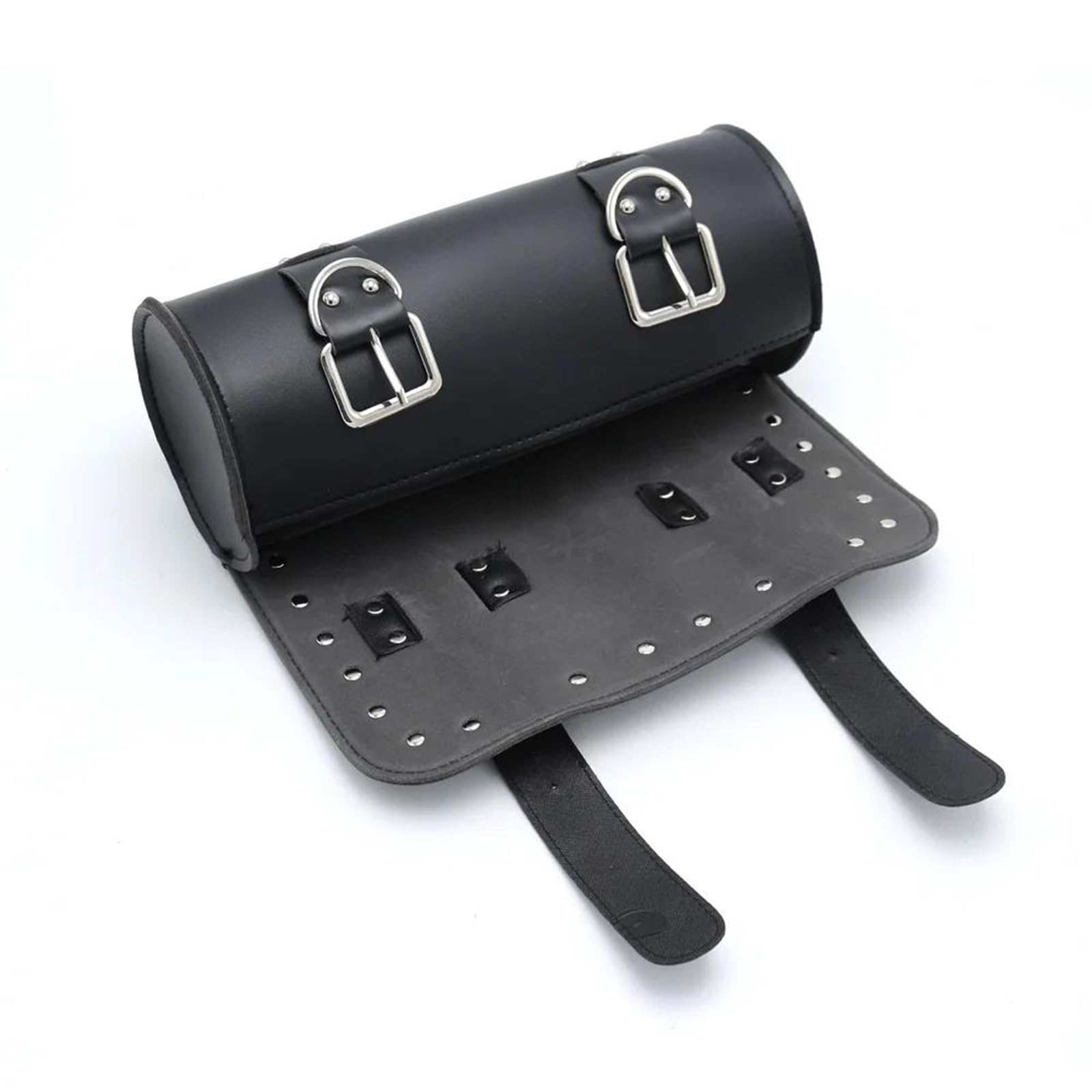 Accessori Moto Borsa Portaoggetti Per Coda Arrotolata Manubrio Forcella Anteriore In Pelle PU Per Harley XL Per Chopper(Nero)