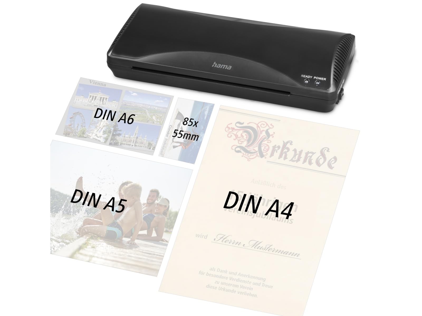 Hama I Plastificadora Home & Office DINA 4 (laminadora caliente y fría con 2 rodillos, 250 mm/Min) Negro