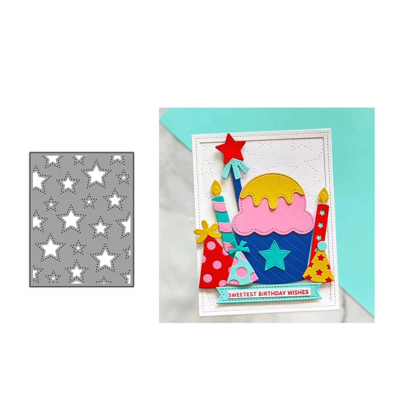 JIHFOHHA Star Background Frame Cutting Die Birthday Christmas Metal Stencils Die Cuts for DIY Scrapbooking Photo Album Decorative Embossing Paper Card Making (B)