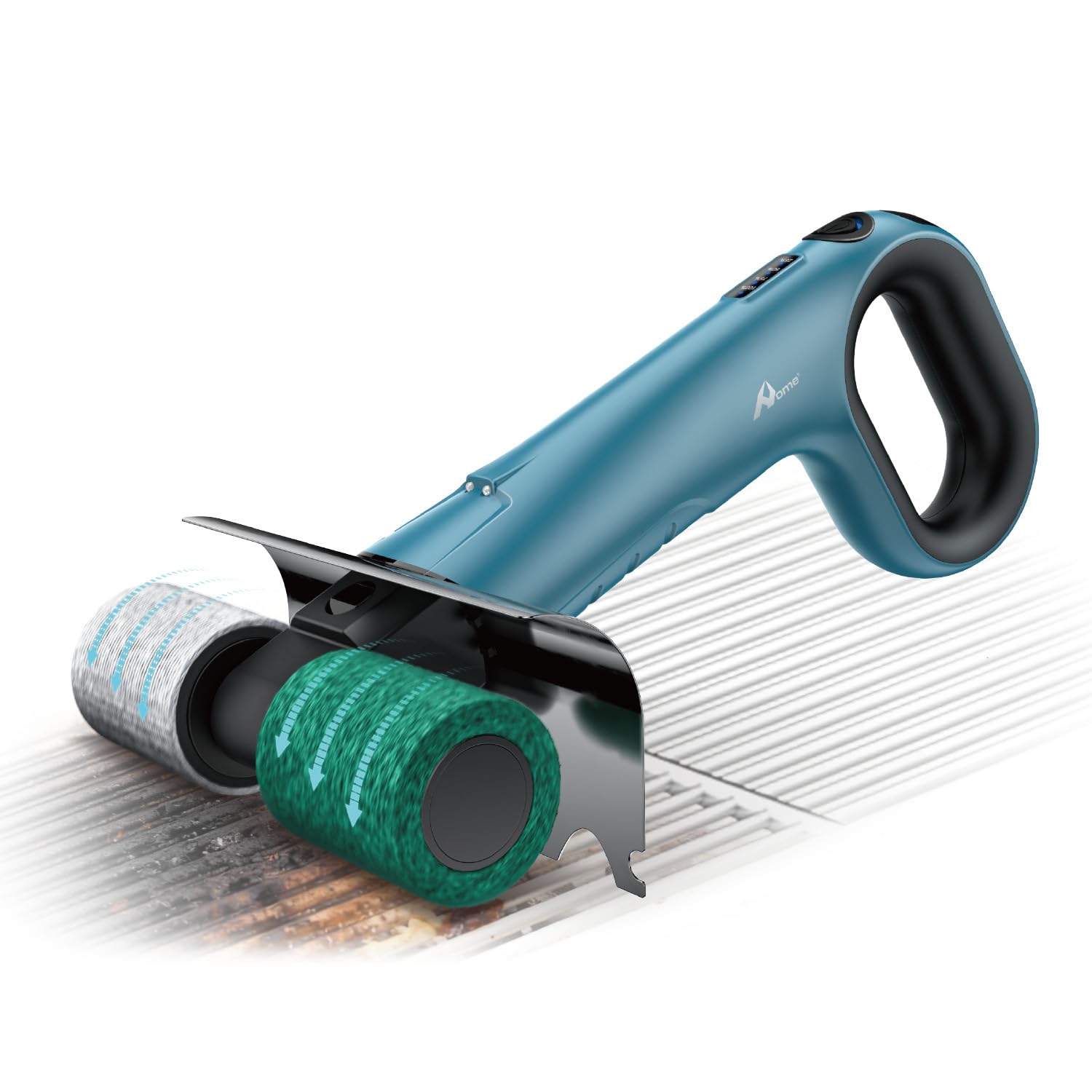 Home Cepillo Eléctrico para Barbacoa, Limpiador de Parrilla Inalámbrico a 450 RPM con 2 Rodillos Giratorios, Giro Reversible, Sin Cerdas, 120 Min de Autonomía, Luz LED y Carga USB-C