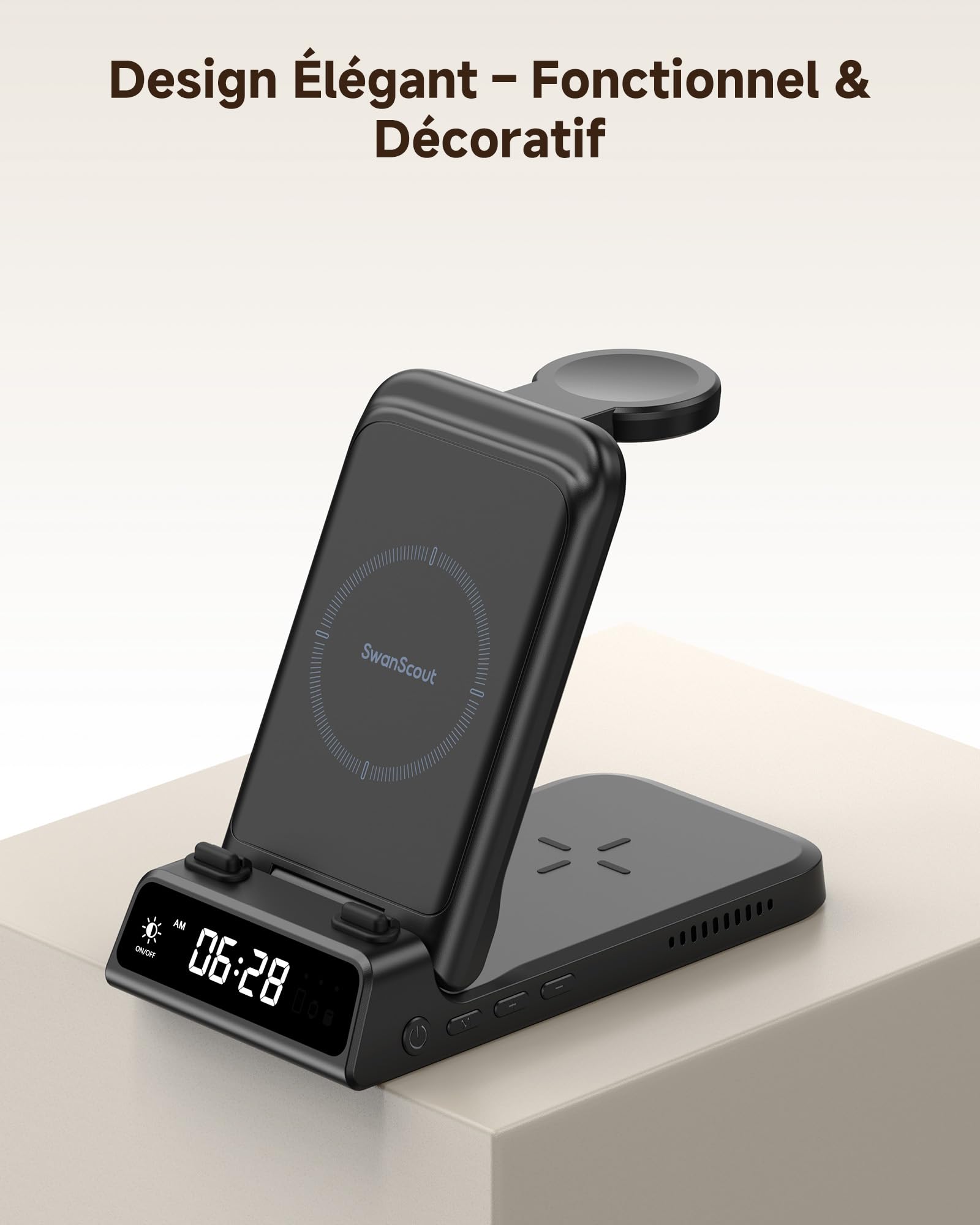 Chargeur Induction pour Samsung Z Flip 8/7/7 Fe, Station de Charge 3 en 1