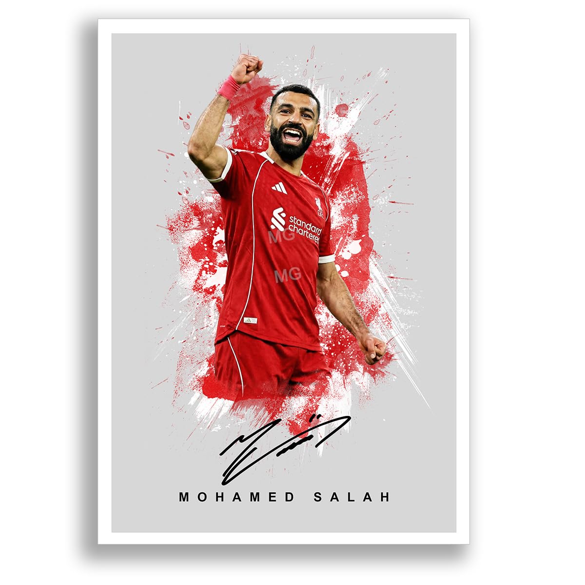 Mohamed Mo Salah Liverpool Signed Photo Poster Print Picture Display Framed Autograph Memorabilia for Football Fans Gift Egypt (A4 poster Only Grey)
