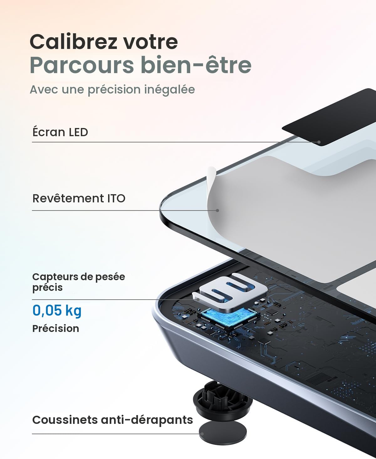 RENPHO Balance Pese Personne, Rappel de Pesée facile, Pese Personnes intelligent Bluetooth, Couleurs de Balance Personnalisables, Balance Connectée Rechargeable, Revêtement ITO, 13 Moniteurs de Santé