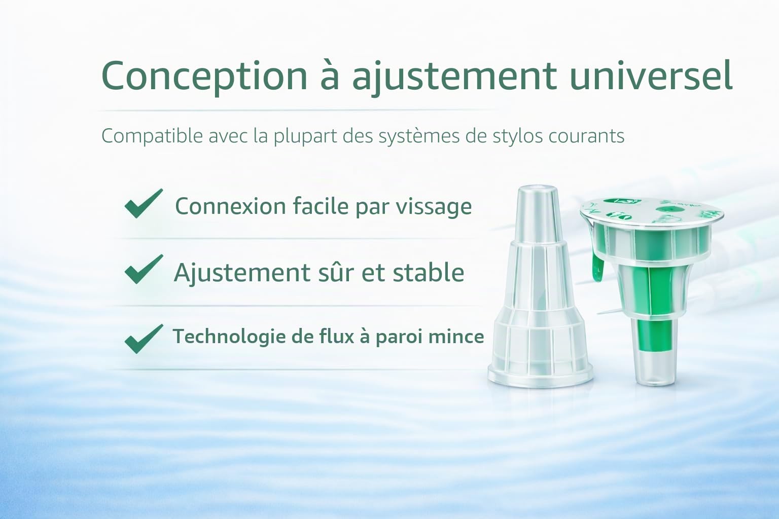 Lot de 100 embouts stériles jetables 32 g (0,23 x 4 mm) - Emballage individuel - Compatibles universellement - Pour laboratoire, industrie et cosmétiques
