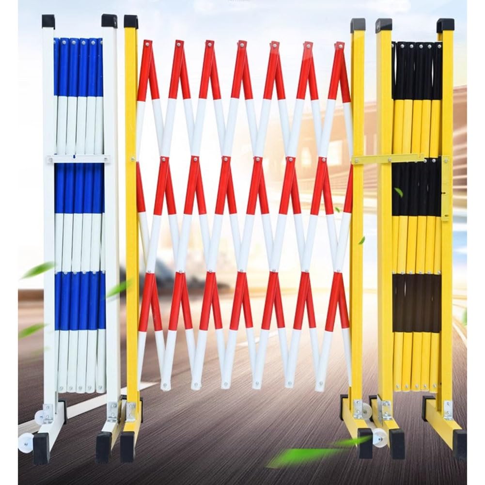GHHVFEC Retractable Metal Barrier, Foldable Safety Fence, Expandable Traffic Barrier for Garages, Schools & Events - Mobile Red-White Safety Fence (1x6m)