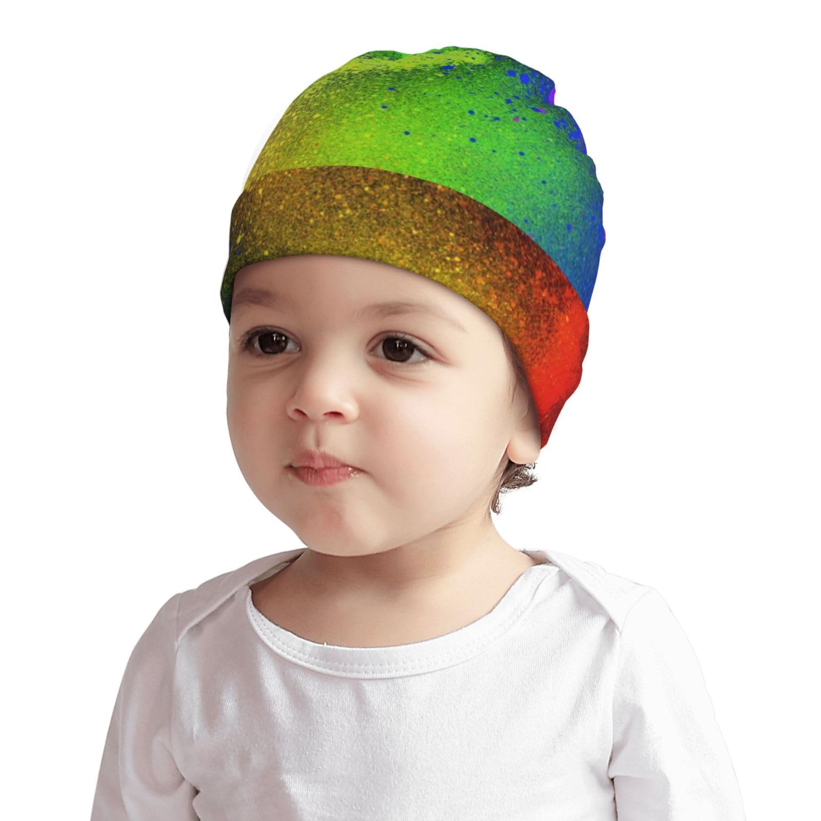 Glow in Dark Splatter Neon Kids Beanie Hats Warm Knit Beanie Cap Skull Caps Gifts Decor for Boys Girls