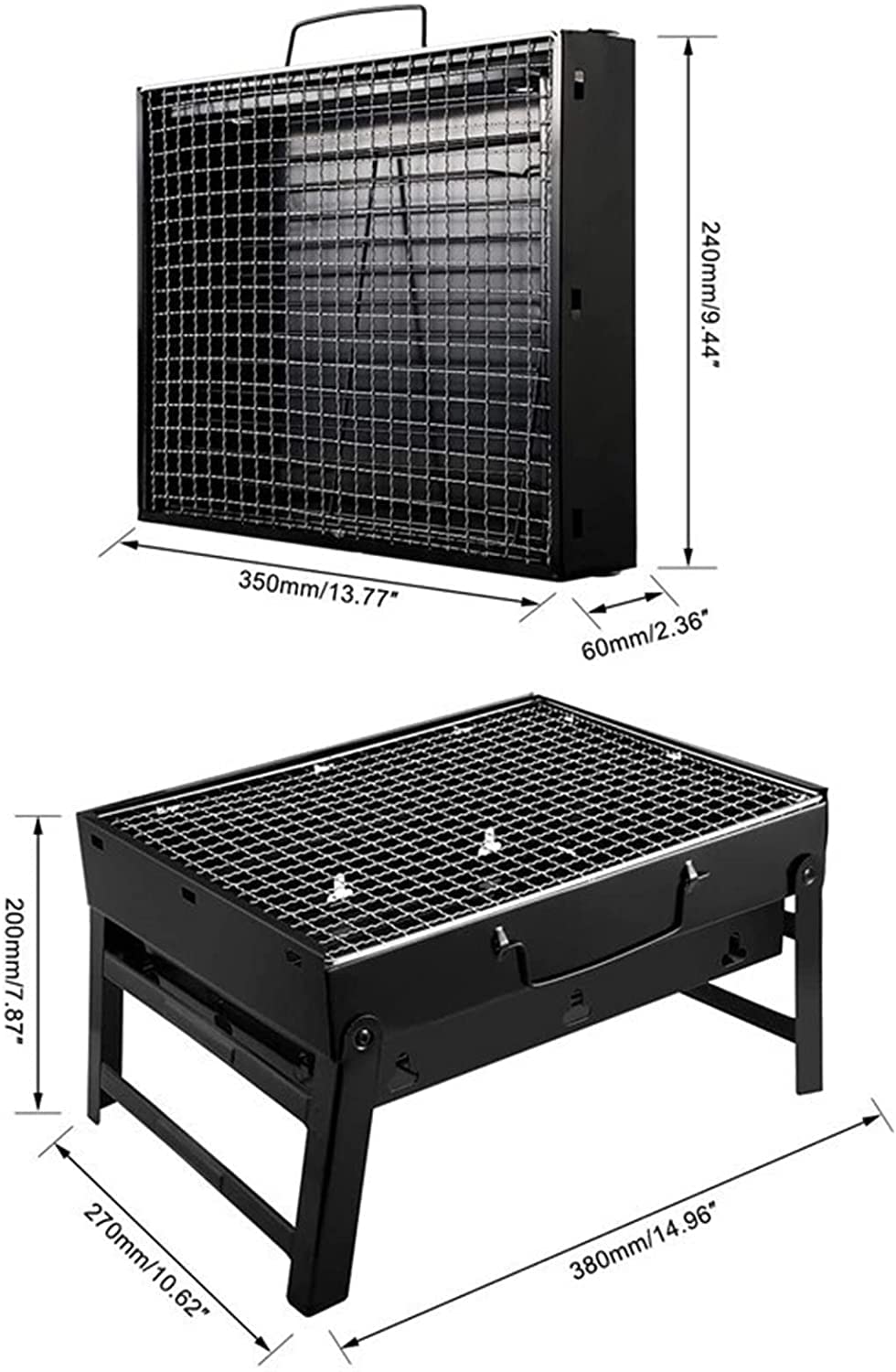 Gasgrill Barbecue Grill Holzkohlegrill Tragbarer klappbarer BBQ-Grill Tischgrill Tischplatte Raucher im Freien für Picknick