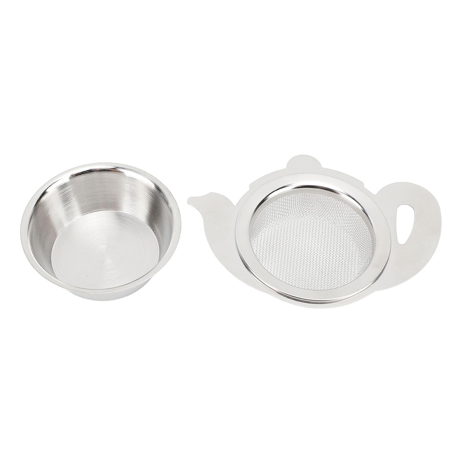Stainless Steel Tea Infuser Filter Fine Mesh Heat Insulated Base Tea Strainer Bowl for Brewing Loose Leaf Tea Leaves 304 Stainless Steel Material (Teapot Style Natural Color)