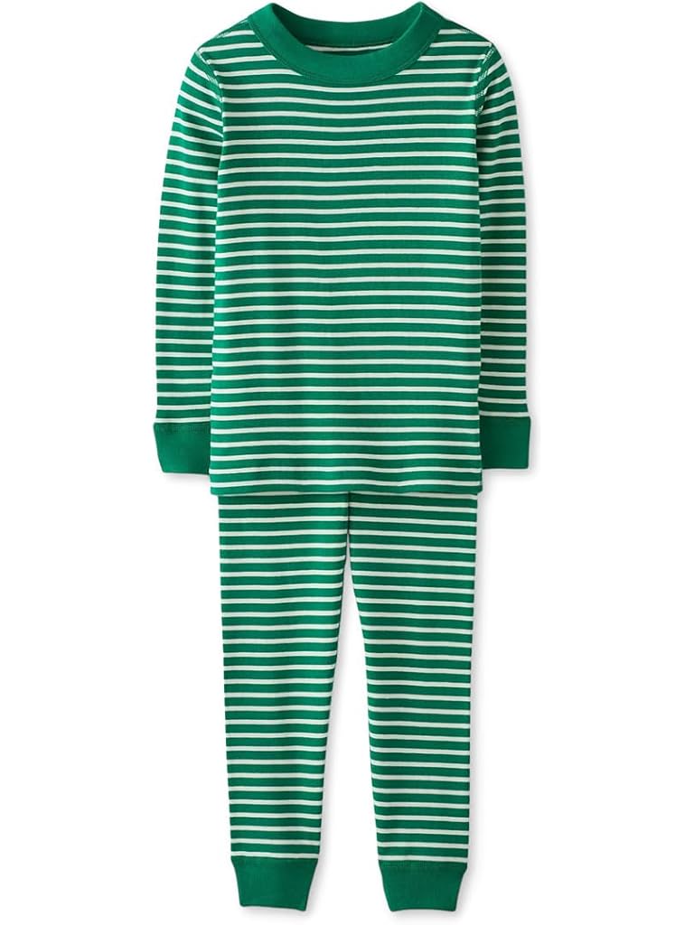 Green Hanna Andersson Striped Long John Pajama Set (Infant/Toddler/Little Kid/Big Kid)