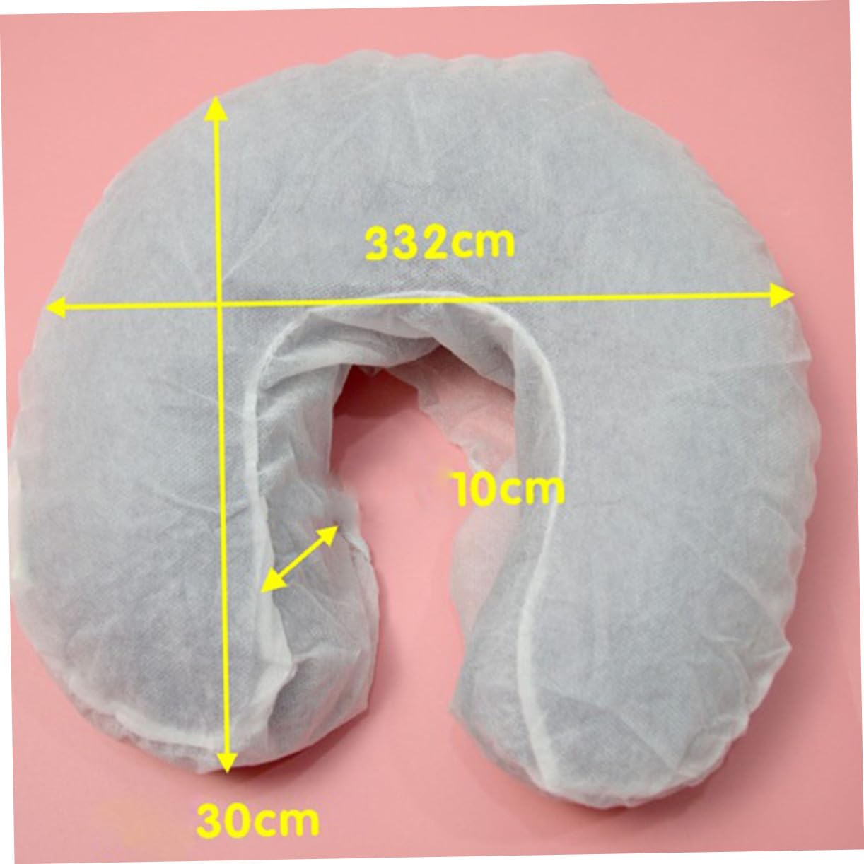 Cabilock 50pcs Disposable Headrest Covers Non Woven U Shaped Pillowcase for Hotels Travel and Spas Comfortable Odorless Elastic Design White