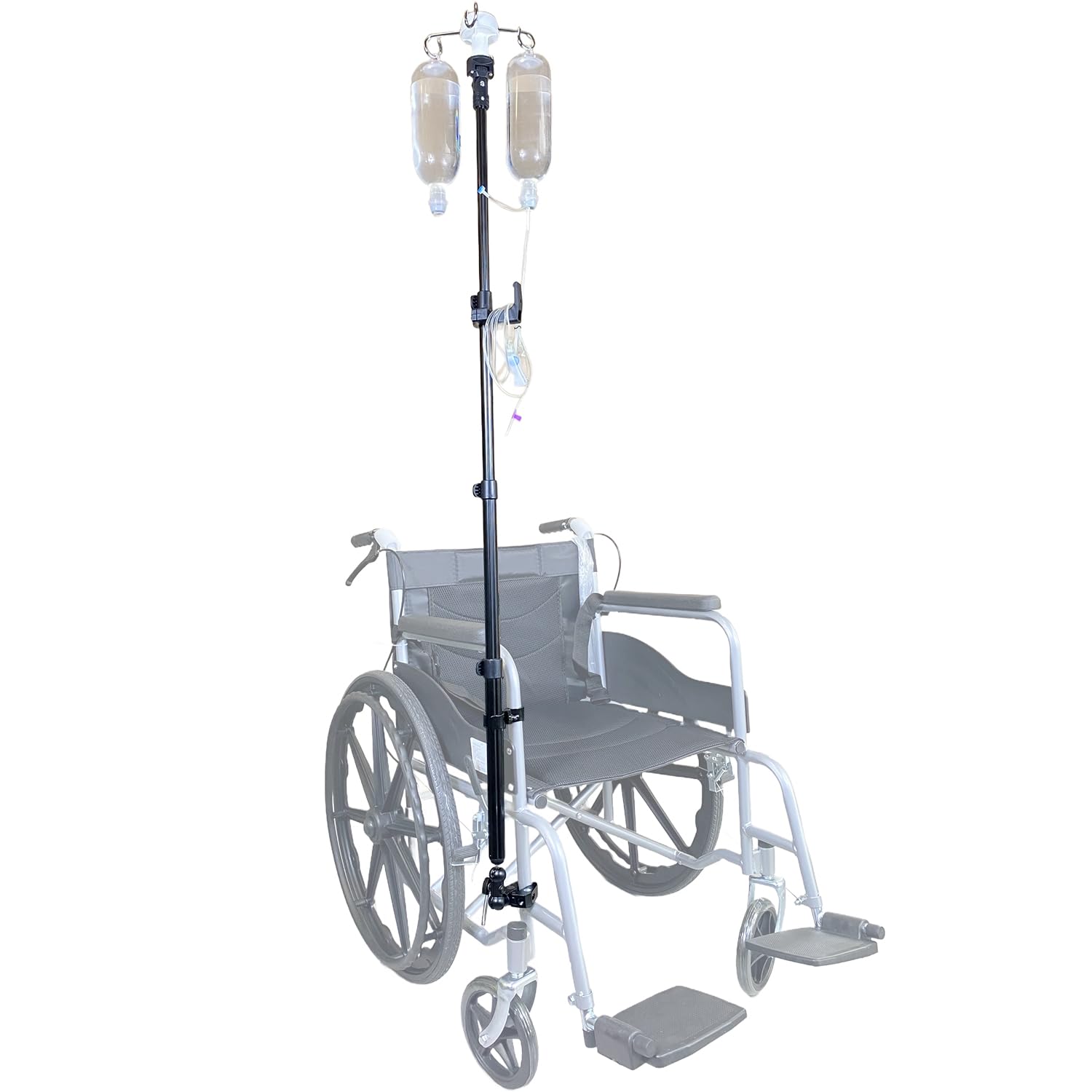 Portable IV Pole for Wheelchair, IV Poles Collapsible for Traveling, IV Stand for Wheelchair IV Holder with 4 Hooks for Wheelchairs Beds Nursing Clinic Home Care Travel