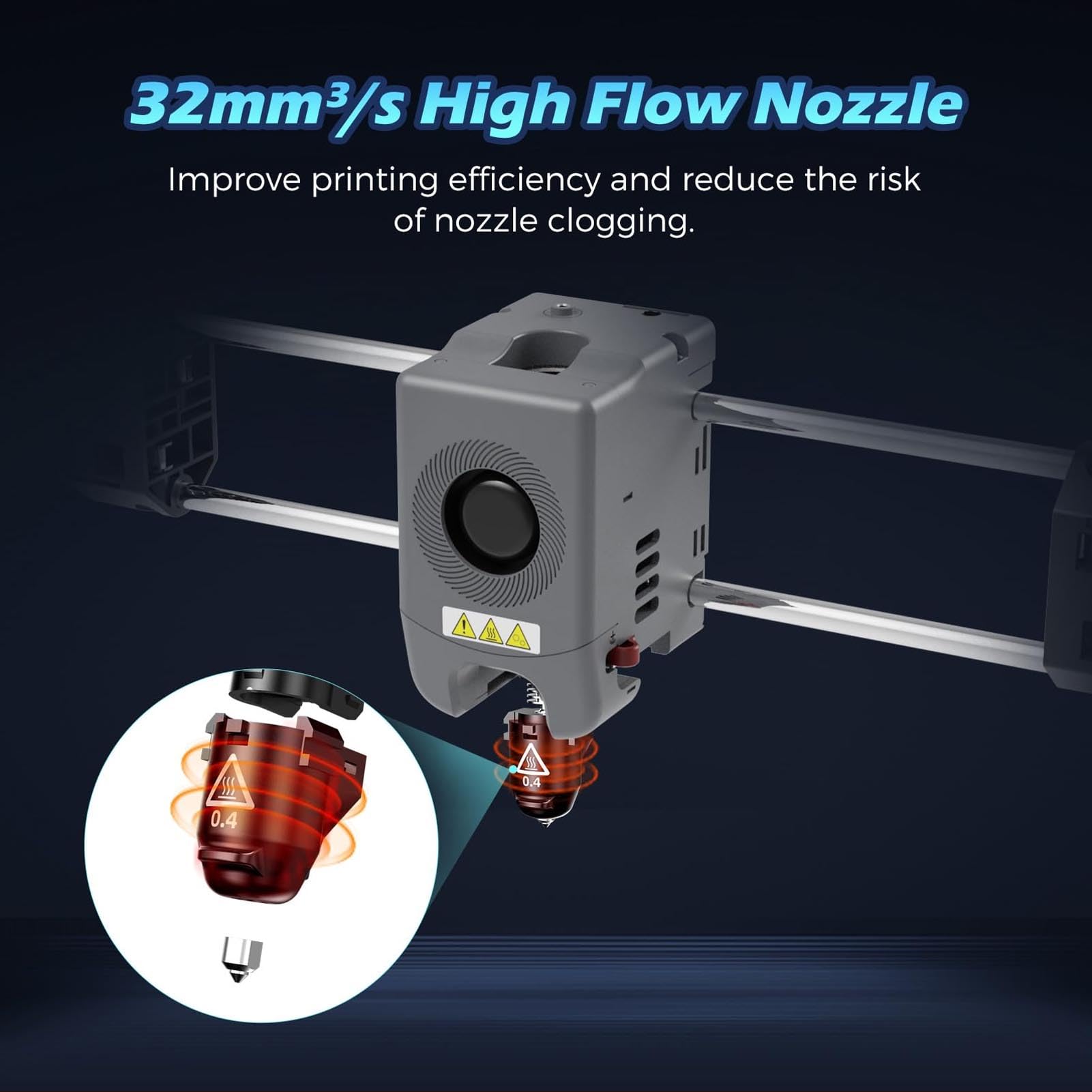 Jiawu Buse d'imprimante 3D 0,8 mm, buse d'extrusion rapide haute vitesse 32 mm³/s, construction en alliage de cuivre pour Pro