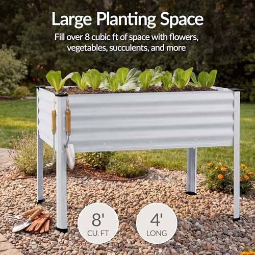 Image of Best Choice Products 48x24x30in Galvanized Raised Garden Bed, Metal Elevated Planter Box, Vegetable Garden for Backyard, Patio, Balcony - Silver