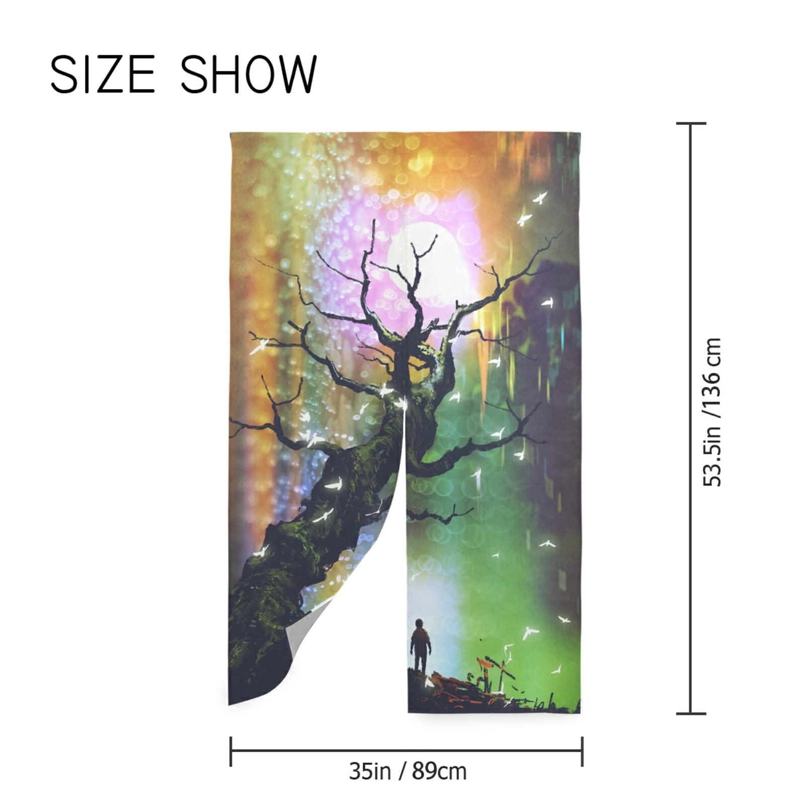 Amazon｜のれん ファンタジー 夢 想像 満月 ILIUEND 暖簾 ノレン