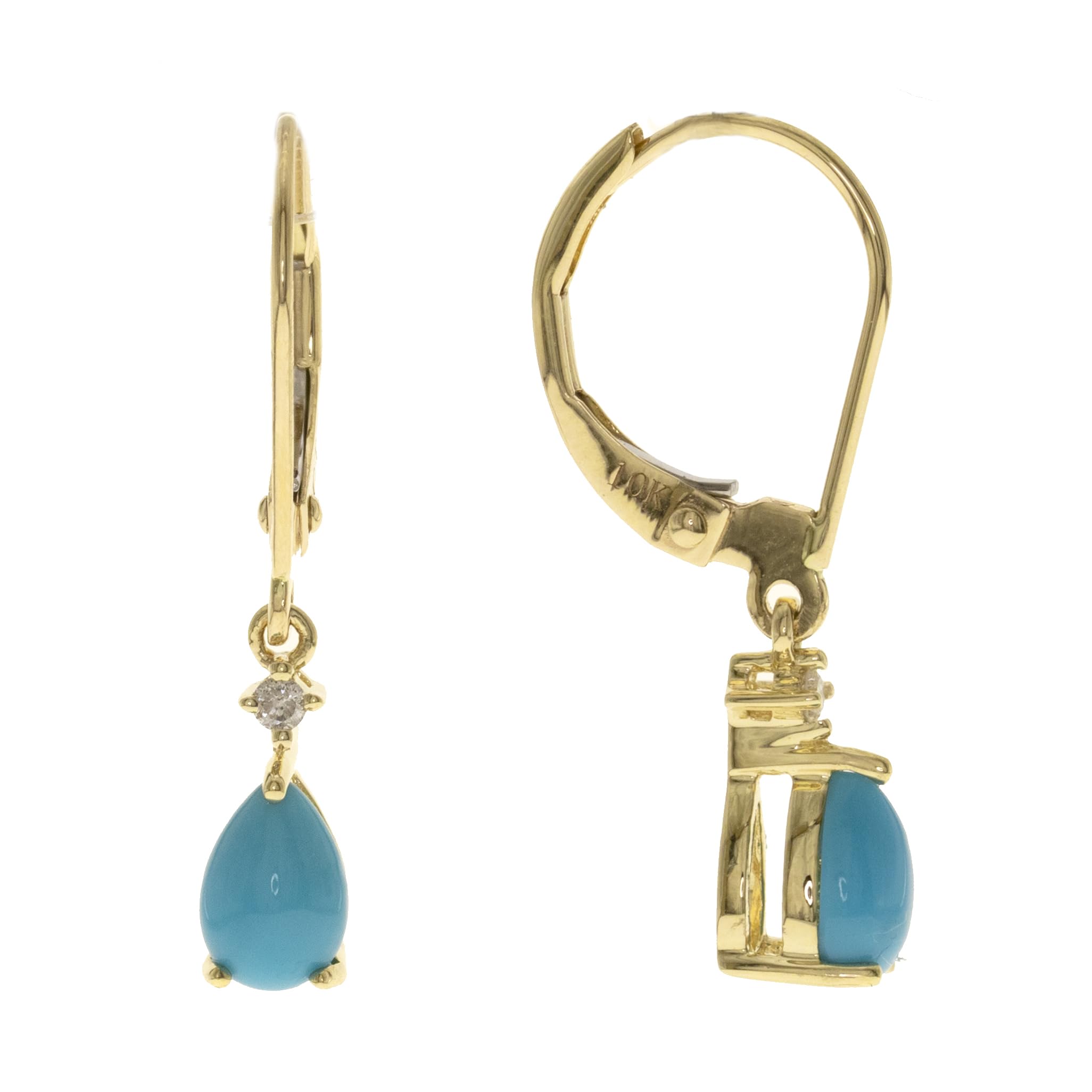 Gin & Grace10K Yellow Gold Natural Sleeping Beuty Turquoise and Diamond (I1) Earring for Women.