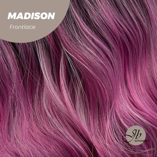 Miniatura 7 de JBEXTENSION MADISON - Peluca de encaje frontal de 14 pulgadas, pelucas onduladas color fucsia degradado para mujer, pelucas sintéticas naturales