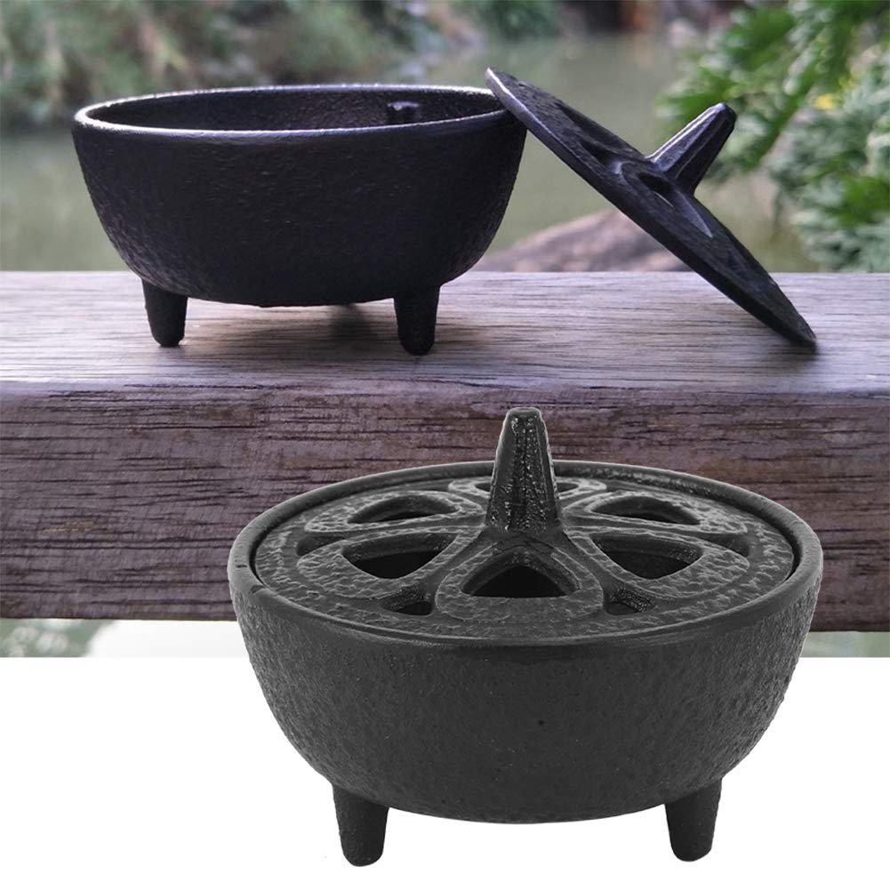 Akozon Bruciatore in Ghisa a Forma di Loto, Calderone in Ghisa con Bruciatore per Aromaterapia per la Decorazione Domestica, Bagno, Camera da Letto, Portaincenso Africano, Incenso