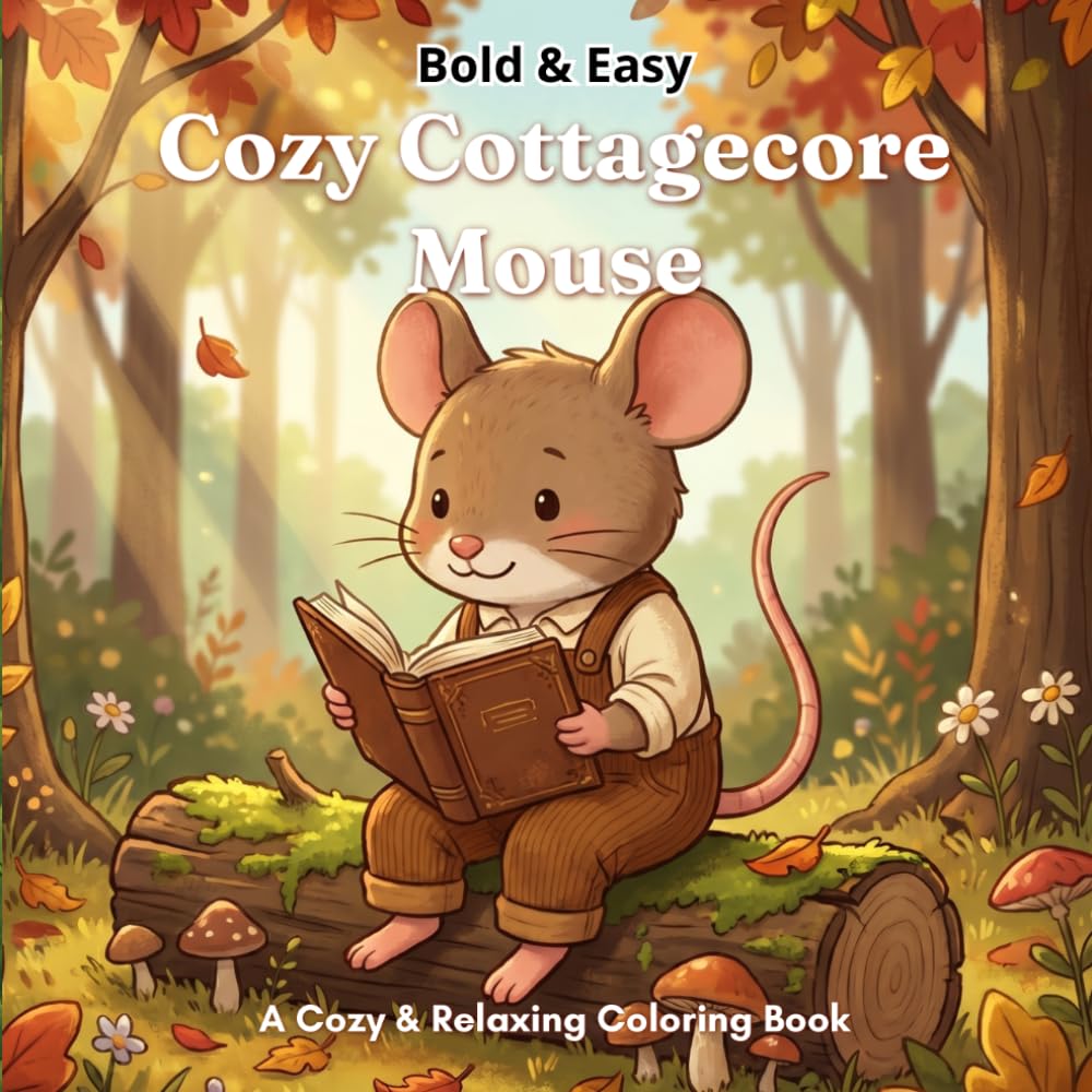 Cozy Cottagecore Mouse: Bold & Easy: A Cozy & Relaxing Coloring Book