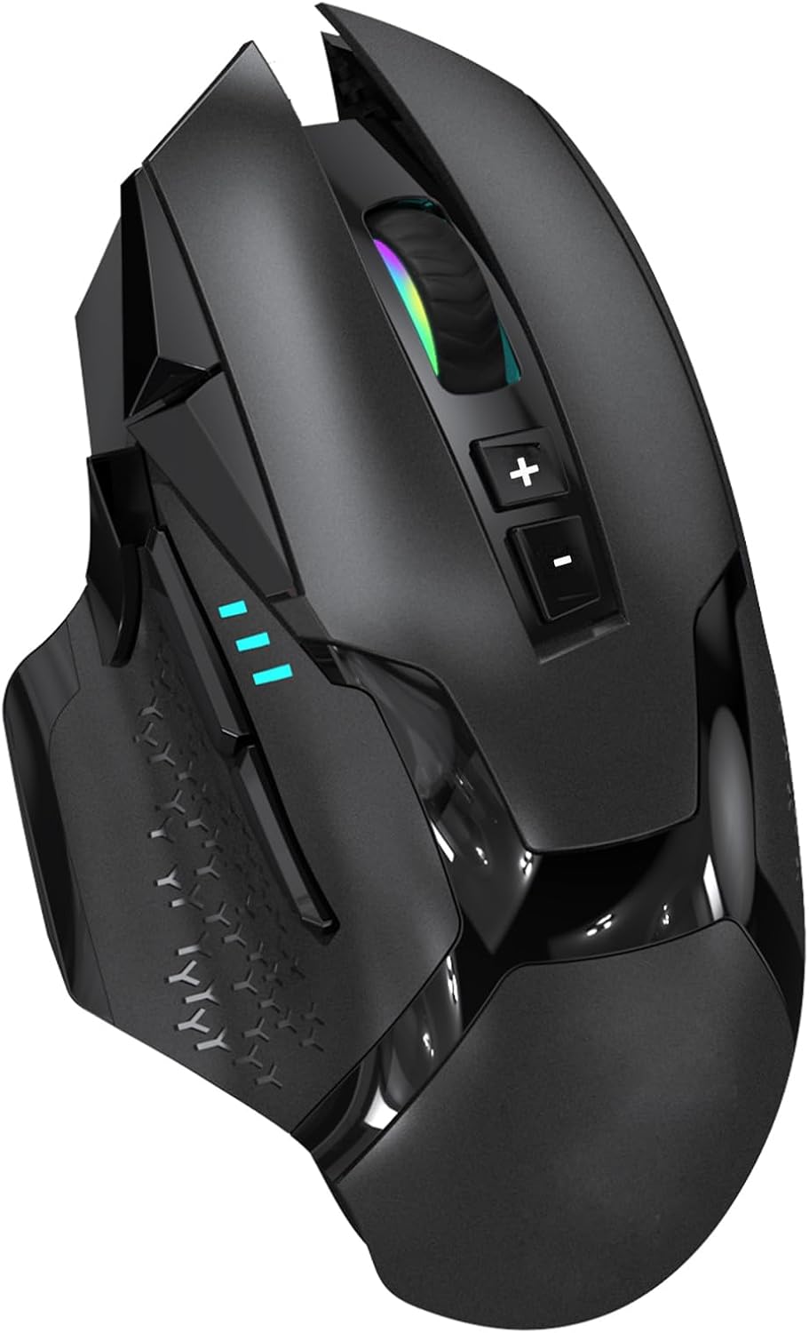 Wireless Bluetooth Mouse for Laptop Thumb Rest Ergonomic - 4000DPI Rechargeable 10 Buttons/Shortcuts USB-C RGB Silence, Right Hand up for 3 Devices for Laptop Mac PC