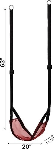 Miniatura 6 de Patio interior y al aire libre Patio Patio Kids Fun Hanging Mesh Fabric Tree Swing con correa ajustable (rojo)