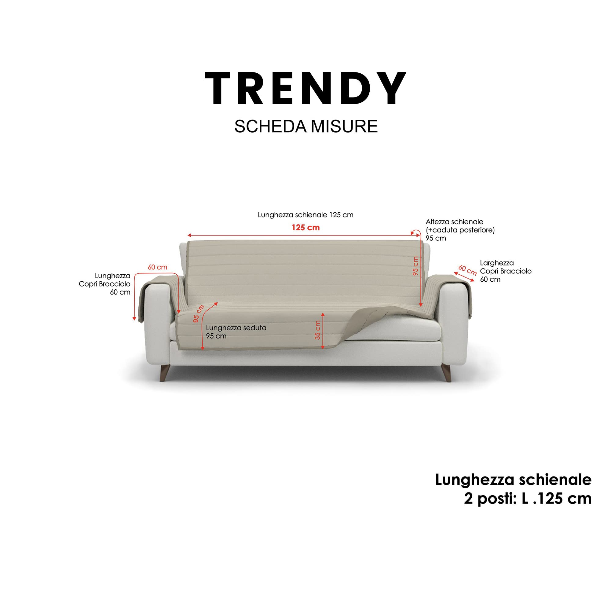 Italian Bed Linen TRENDY Sofabezug – Mikrofaser, Zweifarbig, Für 3-Sitzer