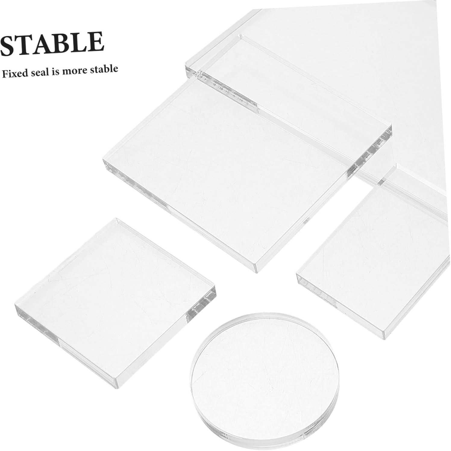 jojofuny 5pcs Acrylic Stamp Blocks: Transparent Stamping Tools Clear Reusable Rubber Stamp Companion for Scrapbooking Card Making and Journaling DIY Crafting