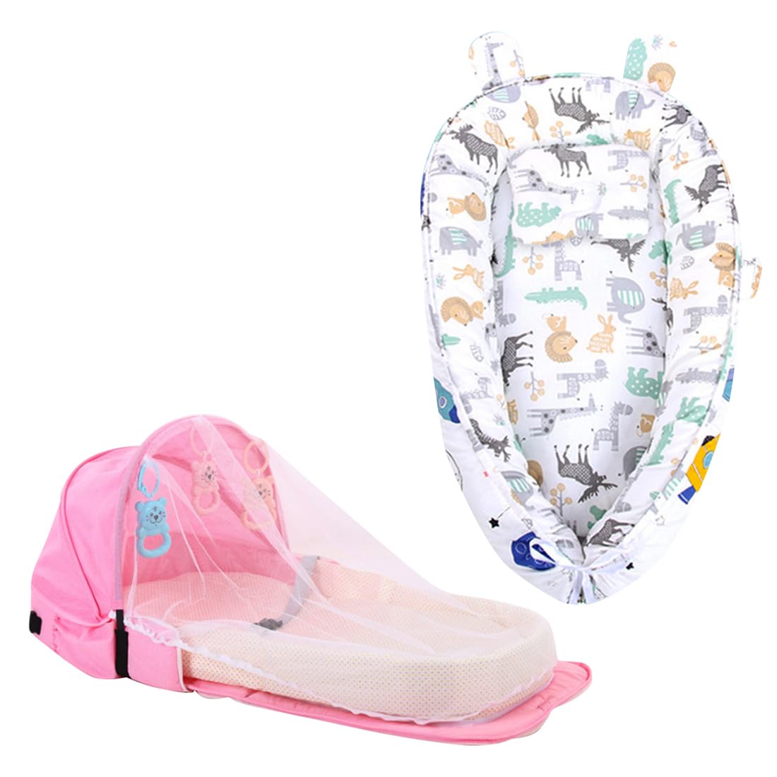 Star Babies - Baby Sleeping Pod + Bed with Mosquito Net-White/Pink