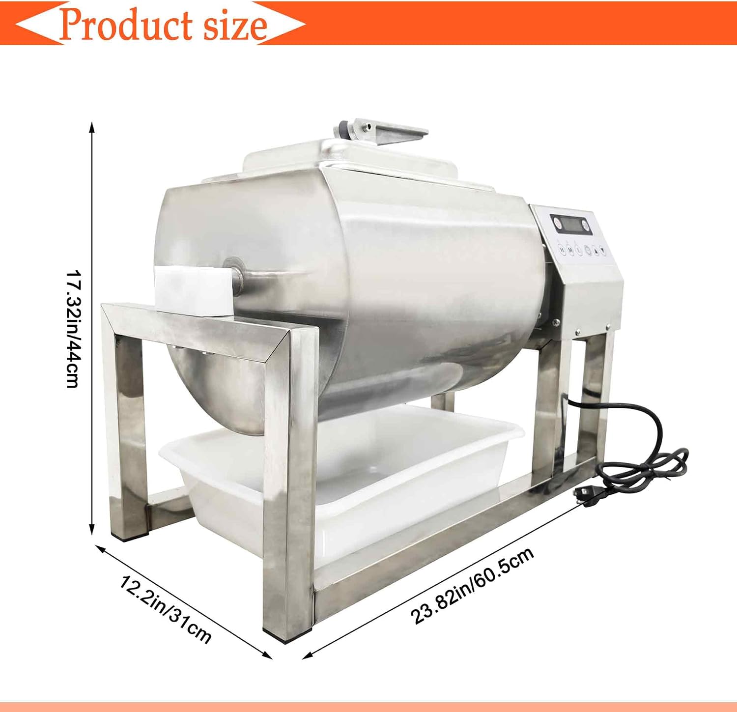 110V 15L Circular Meat Vegetable Tumbler Marinator, 360° Rotatable Stainless Steel Commercial Marinating Machine with Intelligent Control Panel, Fast Flavor Infusion 40W