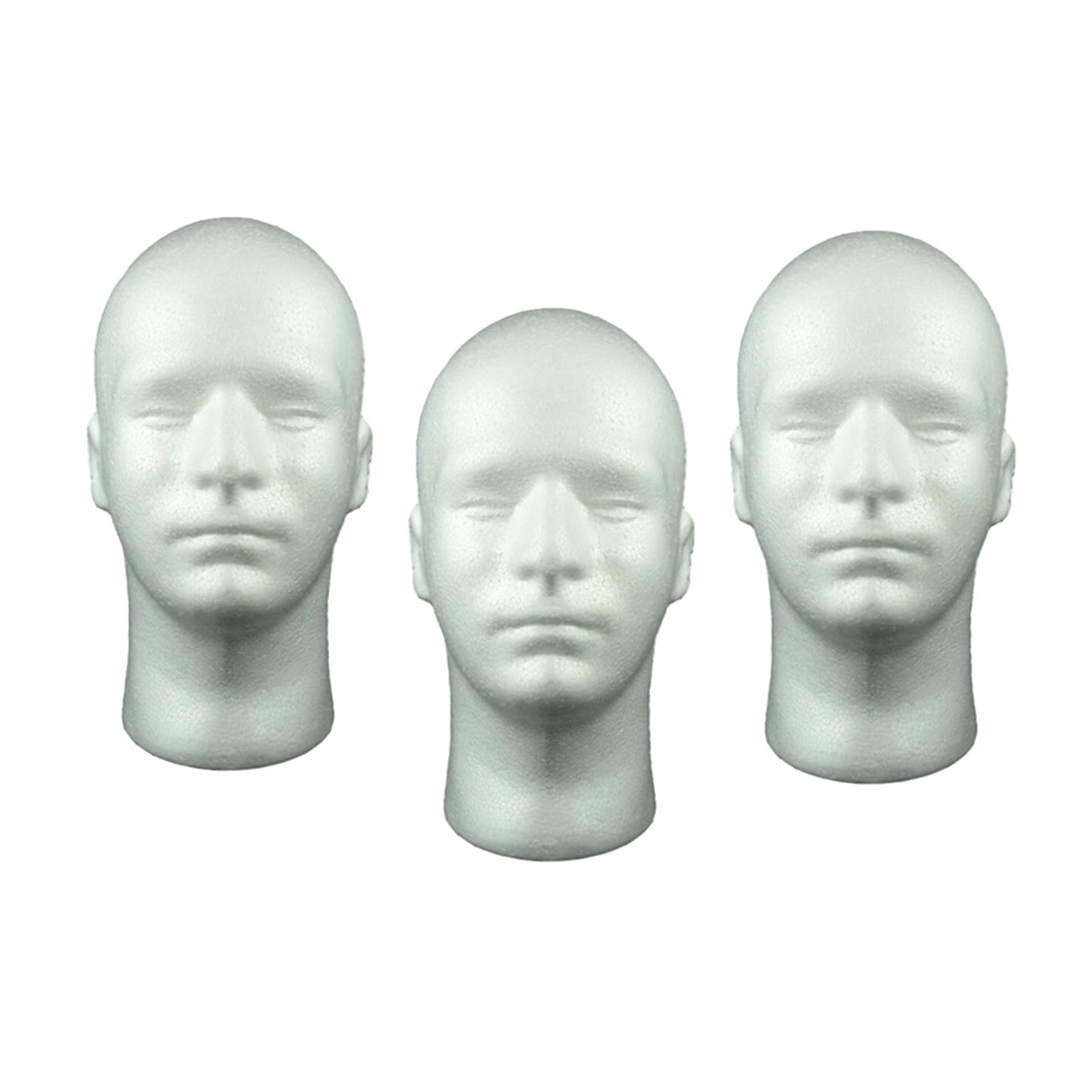 3 sztuk 20 '' Męski Model Model Model Model Model Peruka, White 12 inch Talldressing Model Training