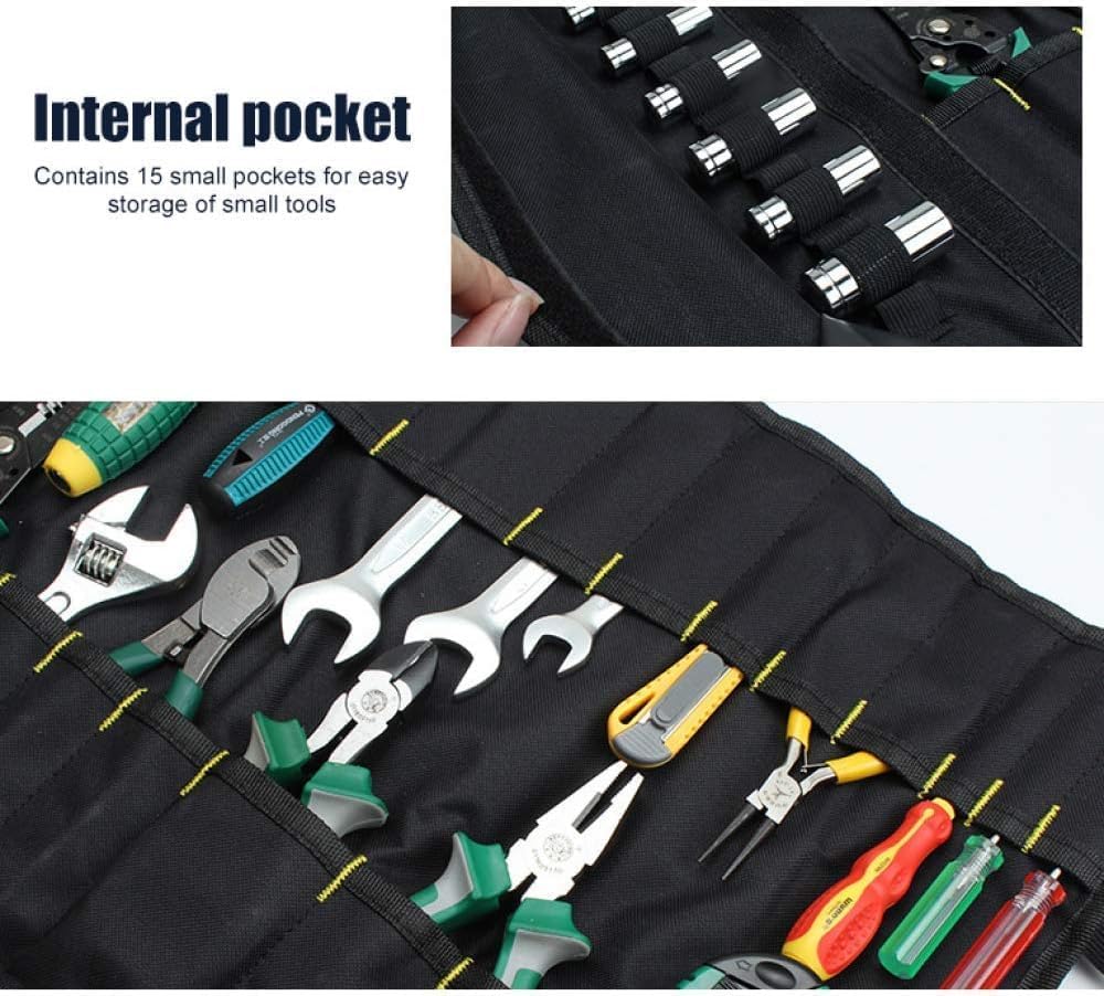 Without Tools for Wrench Screwdriver Pliers Roller compartments Organisers/Canvas roll up Pouch for Men/Small Socket Wallet
