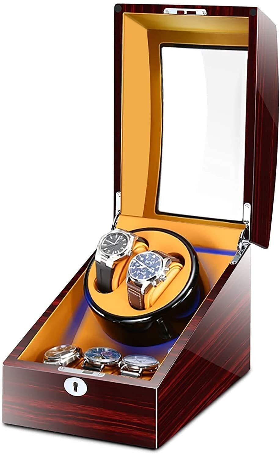 2+3 Mecánico Reloj Shaker Motor silencioso Reloj Dispositivo de Cuerda automática Reloj Winder Rotator Holder Reloj Caja de Almacenamiento Caja de exhibición (Rojo)