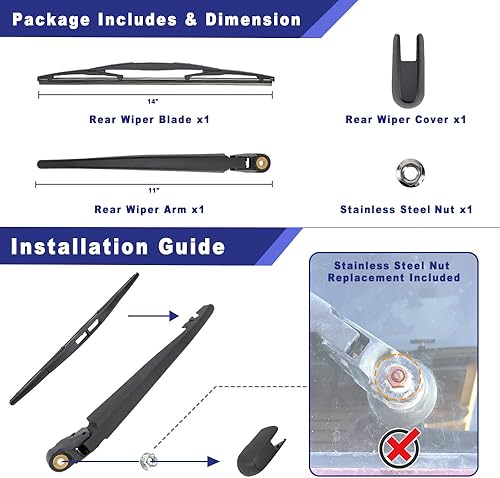 Miniatura 2 de Kit de montaje de limpiaparabrisas trasero compatible con limpiaparabrisas trasero Honda Pilot 2016-2021, repuesto 76720TG7A01, 76730TZ5A01,
