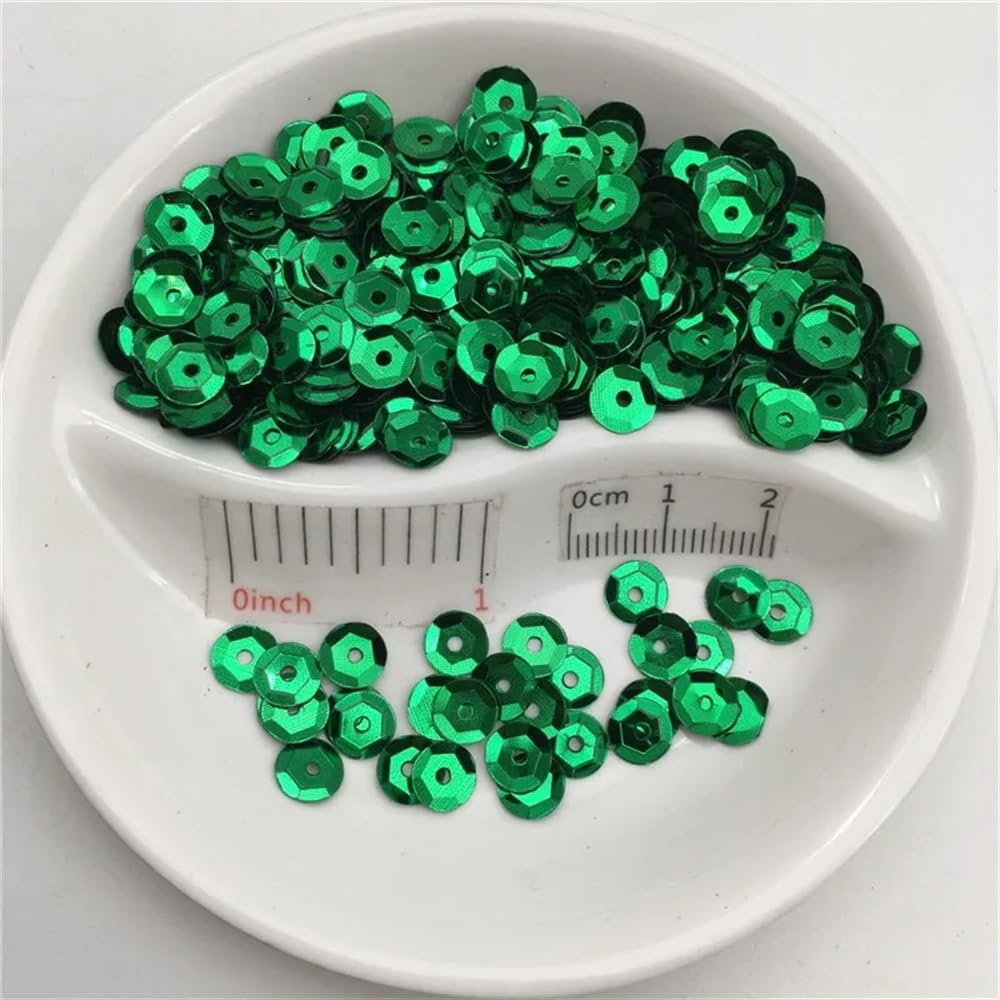 Cekiny do szycia, 3 mm 4 5 6 10 miseczka okrągła srebrna podstawa luźna odpowiednia do szycia rzemiosło ślubne dekoracja ubrania buty czapka DIY (Dark Green A4.6mm 700pcs 10g)