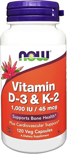 NOW Foods Vitamina D-3 y K-2 - 120 cápsulas vegetales