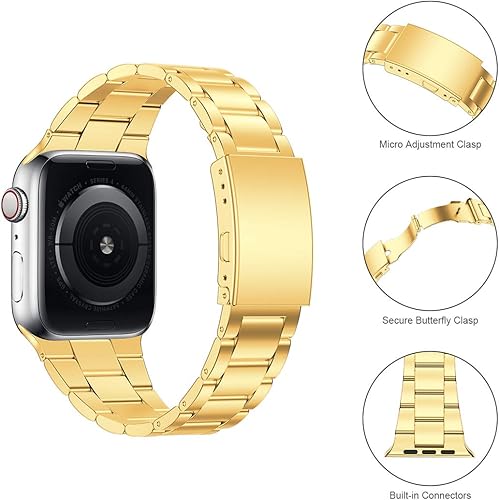 Miniatura 8 de baozai Compatible con Apple Watch Band de 1.929 in 1.772 in, correa de acero inoxidable sólido para Apple Watch Ultra Series 87654321SE, gris