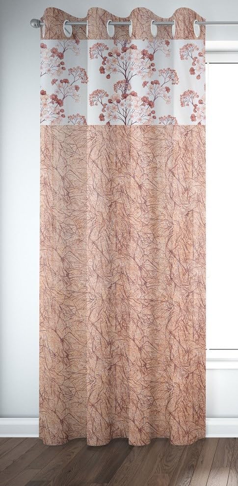 PRINDA® Polyester Darkening Blackout Grommets Geometric Pattern,SOFTY PATCH 4X9 Feet Pack of 2 Curtain_A Orange_x