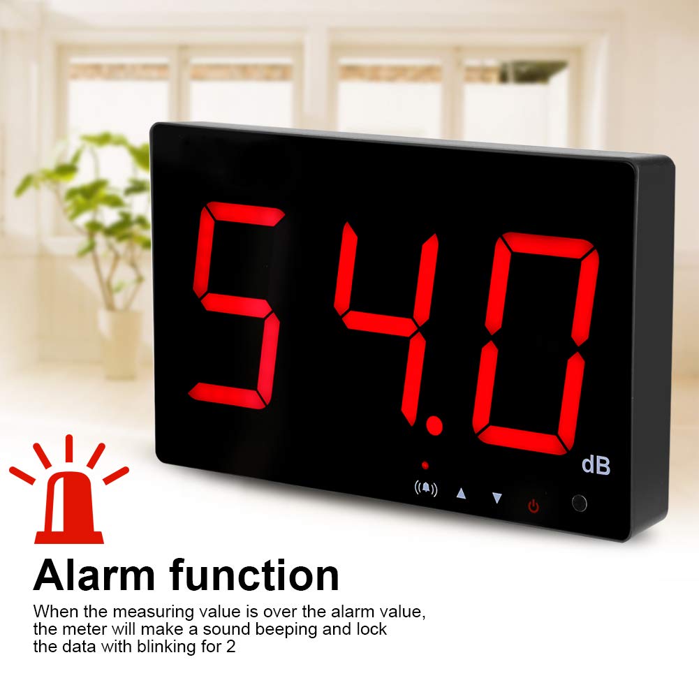 Medidor Digital de Decibelios, 30-130 DB, Pantalla LCD de 9,6 Pulgadas, para Colgar en la Pared, Probador de Nivel de Sonido con Alarma