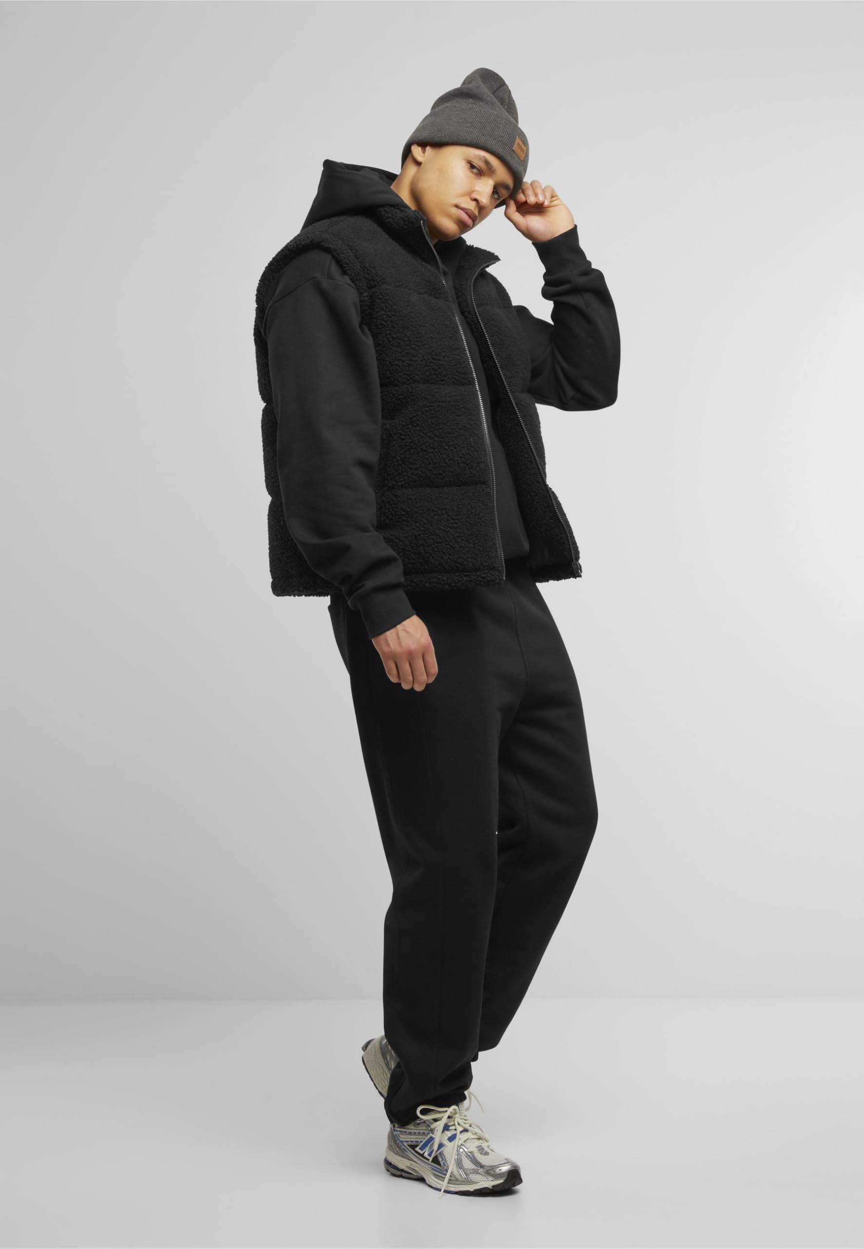 Urban Classics Uniseks Leatherpatch Long Beanie Czapka Zimowa, Szary