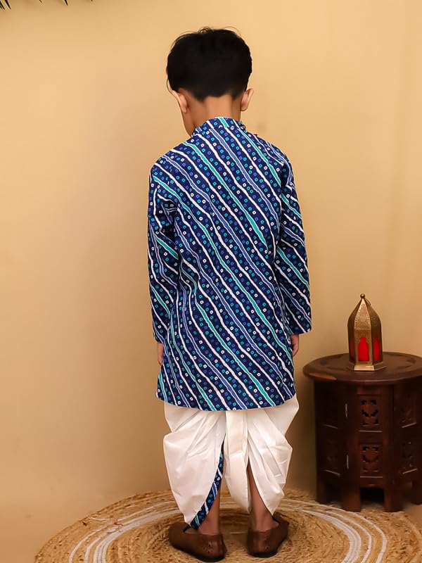 Image of superminis Boys Cotton Solid Jacket, Kurta Dhoti Set