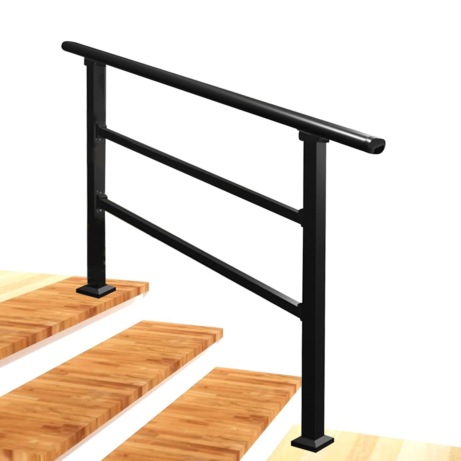 Jksyff A Outdoor Handrail For Stairs Fit 1-4 Steps, Corridor Ttic Fence Guardrail, Floor Mounted Transitional Railing For Concrete Or Wooden Steps, Djustable Porch Entrance Railings(,120Cm/47Inch)