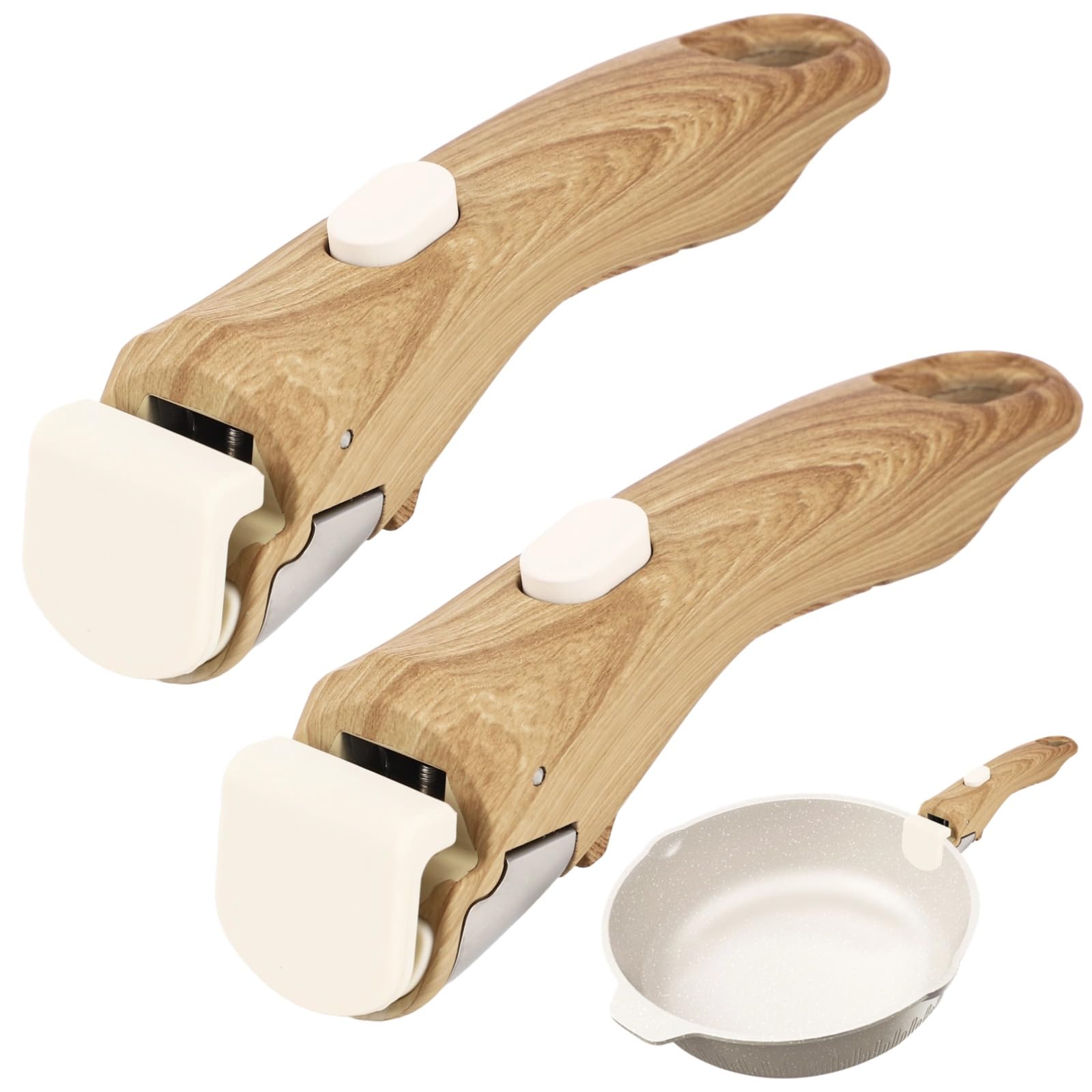 2 Stk. Abnehmbarer Griff für Töpfe und Pfannen, Ersatzgriff für die Küche, 17,5 cm Universal-Kochgeschirrgriffe mit hitzefestem Griff, passend für viele Töpfe und Pfannen, mit Holzoptik