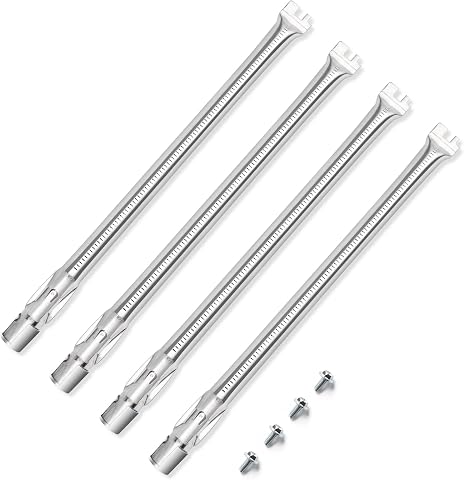 GFTIME 49,5 cm palnik do grilla Weber Genesis 300, E330 E320 E310 S310 S320 S330 grill gazowy z przyciskami przedniego palnika, stal nierdzewna 304 62752 palnik zastępuje Genesis E330, 4 sztuki