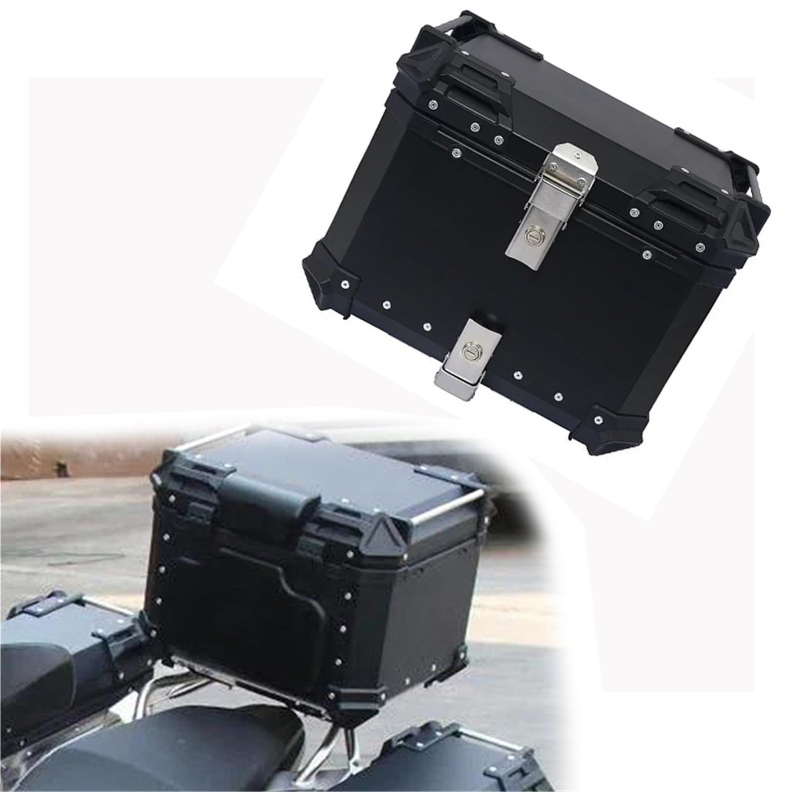 Caja de Equipaje Accesorios para Motocicletas, Portaequipajes Aluminio, Alforjas, Cajas Laterales, De Herramientas, Borde para BMW R1250 GS LC Adventure 2018-2022(Nero,45l)