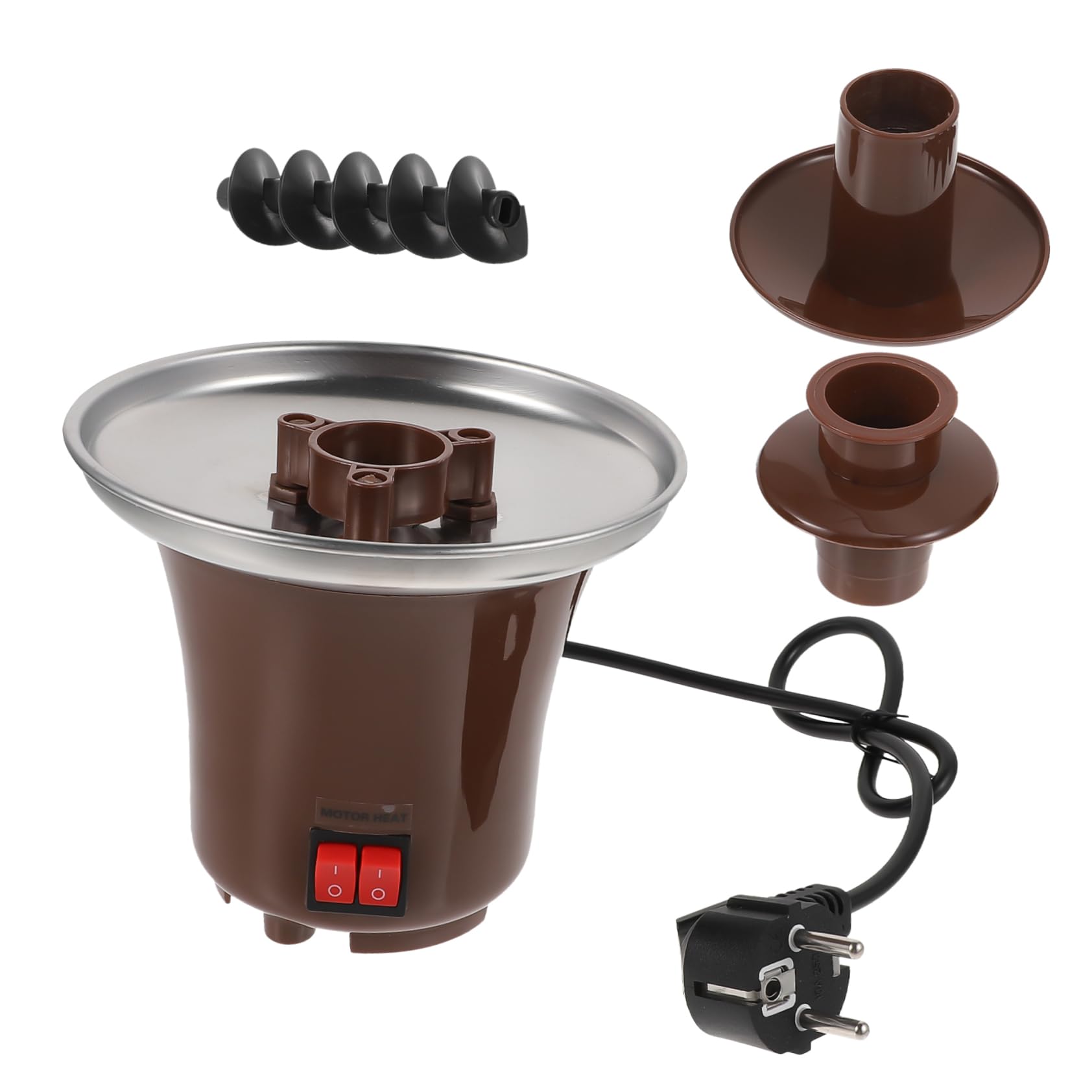 Fontaine à Fondue au Chocolat 3 Niveaux Marron Acier Inoxydable